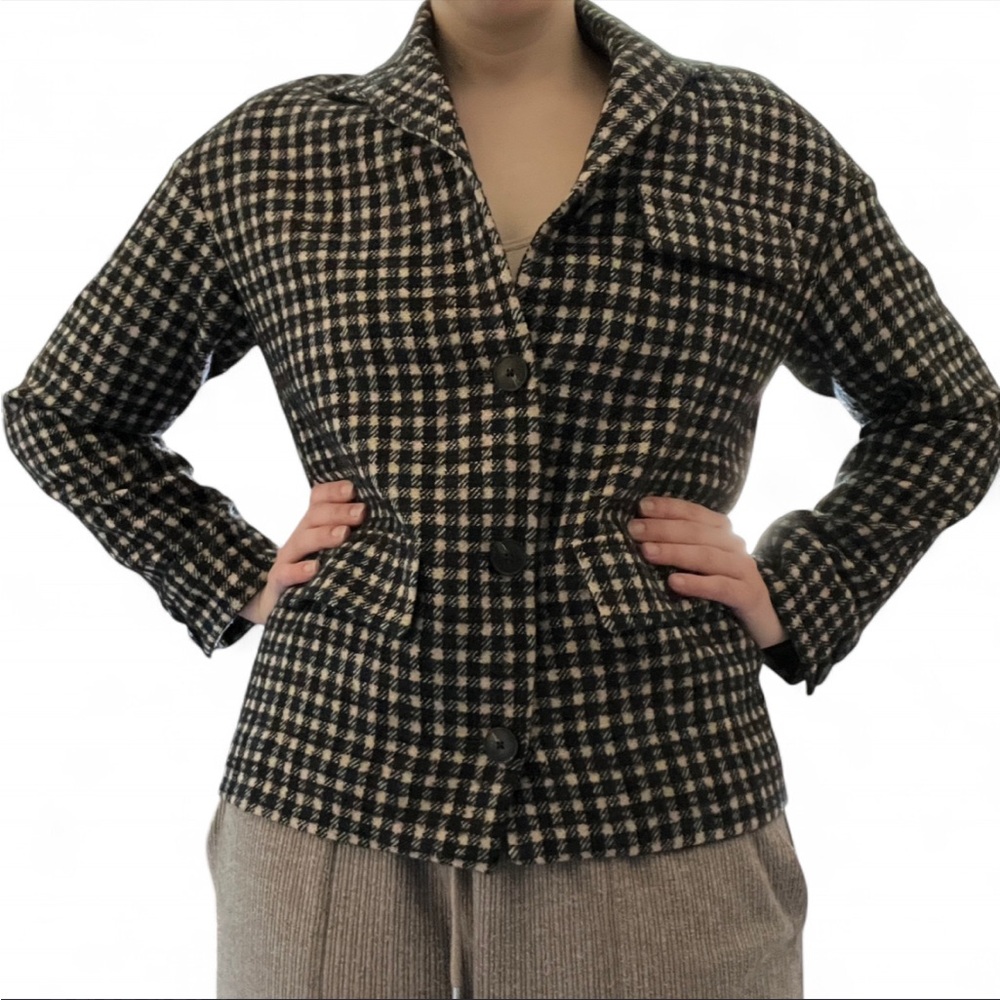 QL2 Quelledue Women’s Wool Blend Check Jacket – Made in Italy IT 38 US 2/4 Small